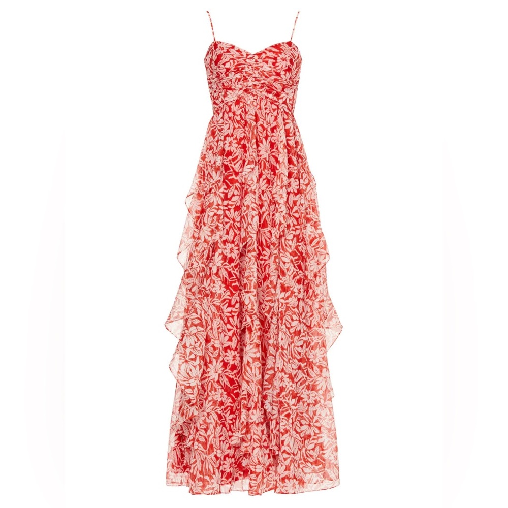 Badgley Mischka Red Floral Maxi Dress